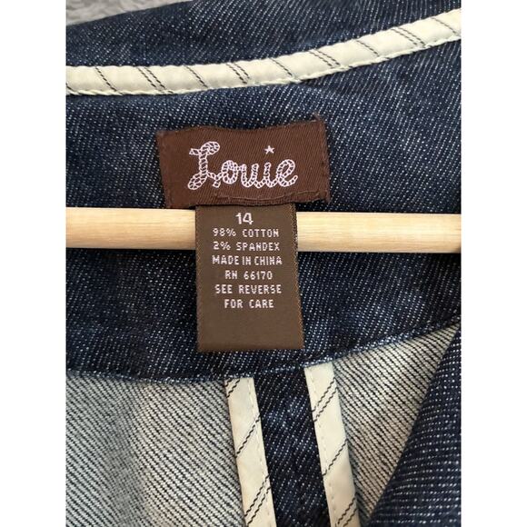 VTG Y2K Louie Denim Blazer Women 14 Dark Wash‎ Jacket Feminine Preppy - Picture 5 of 16